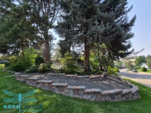 Finished Stonewall II retaining wall, Slope to Sanctuary, Boise, Idaho